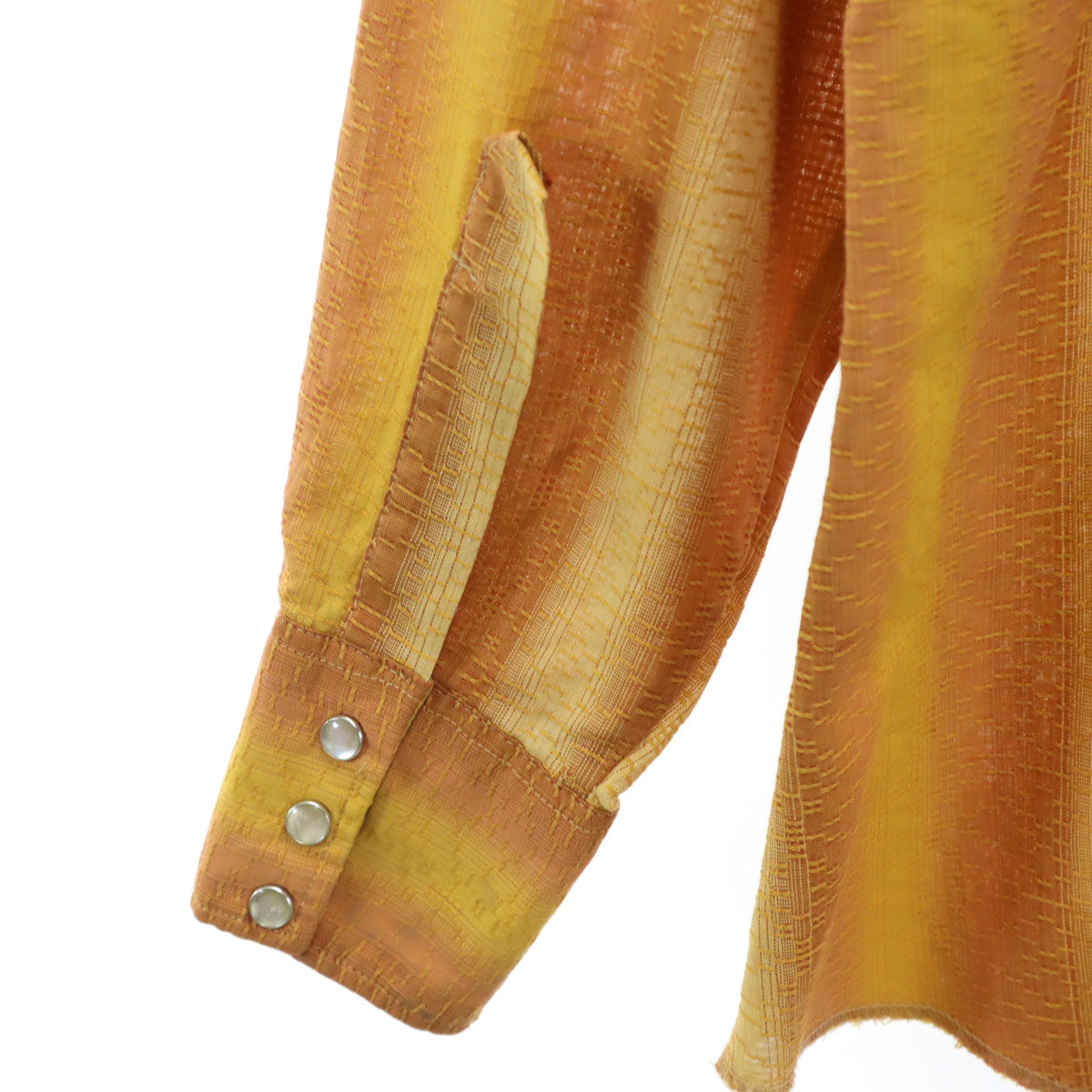 VINTAGE ヴィンテージ 70s ストライプ柄 長袖 ウエスタンシャツ 16/33 オレンジ メンズ