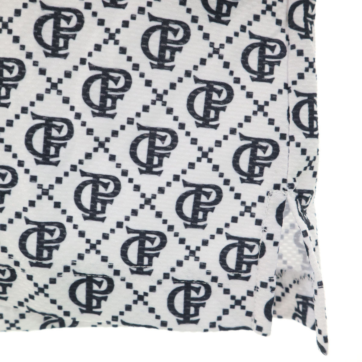 美品 PEARLY GATES パーリーゲイツ 総柄 ゴルフ 半袖 ポロシャツ 4 ホワイト メンズ
