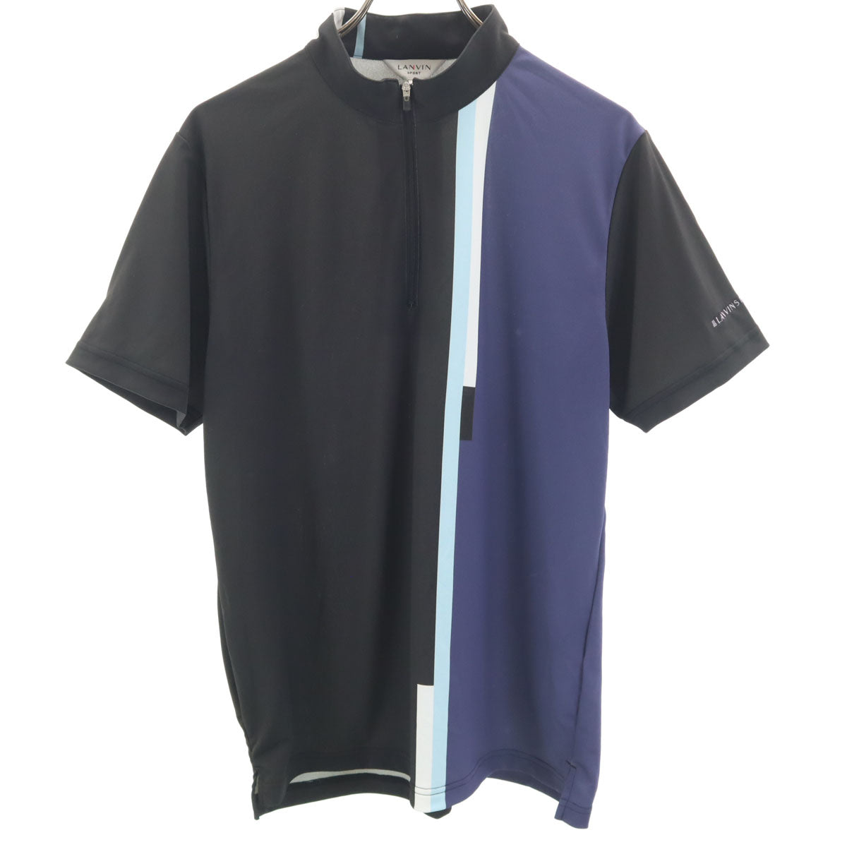 美品 LANVIN SPORT ランバンスポール 半袖 ハーフジップ ポロシャツ 40 ブラック メンズ