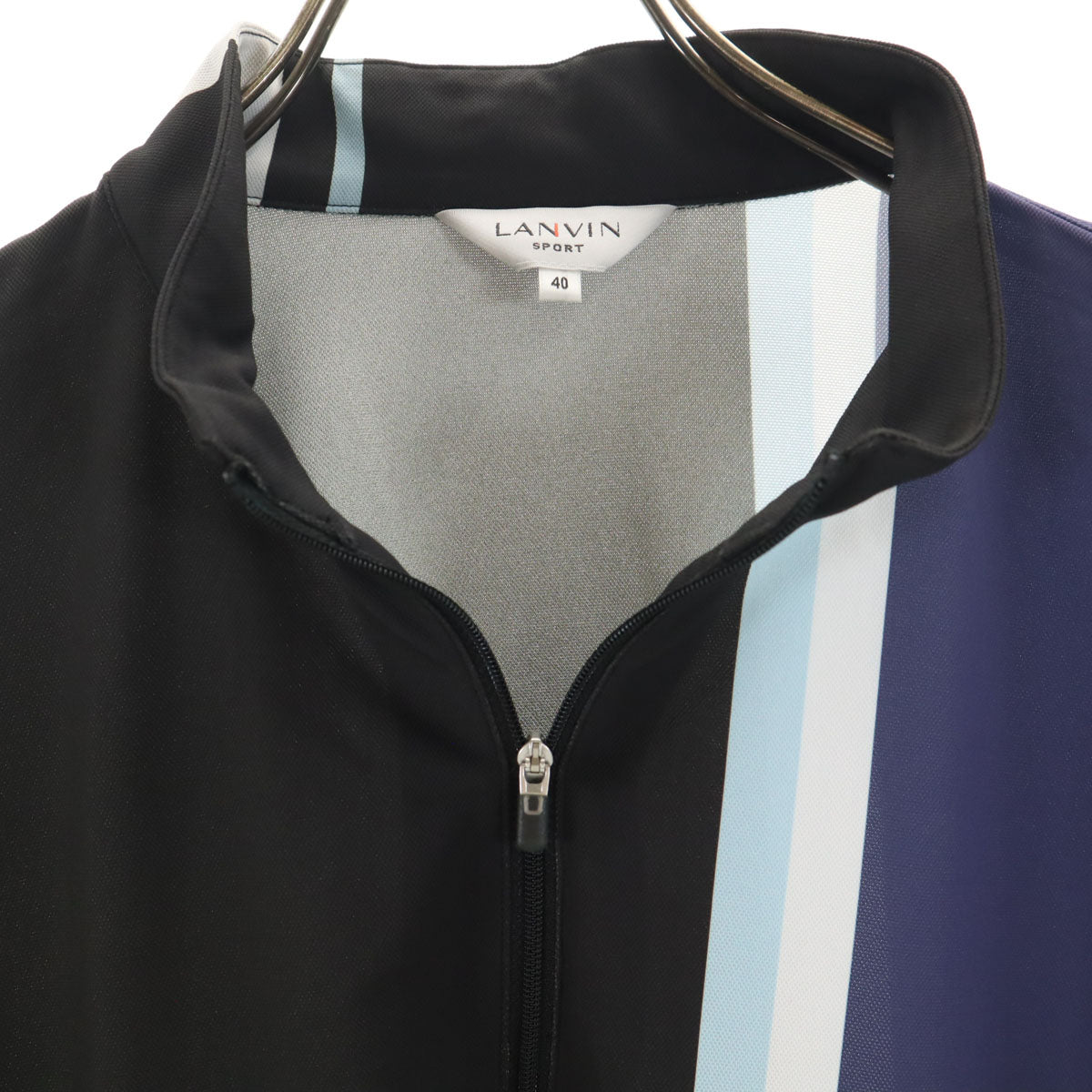 美品 LANVIN SPORT ランバンスポール 半袖 ハーフジップ ポロシャツ 40 ブラック メンズ