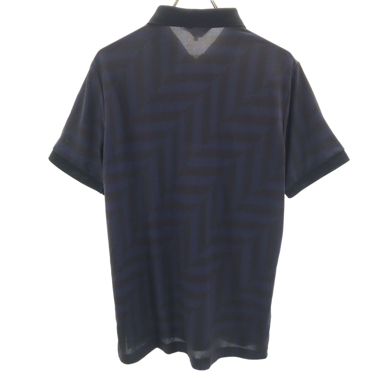 美品 LANVIN SPORT ランバンスポール 総柄 半袖 ハーフジップ ポロシャツ 40 ネイビー メンズ