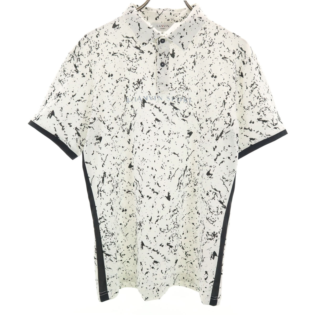 美品 LANVIN SPORT ランバンスポール 総柄 半袖 ポロシャツ LL ホワイト メンズ