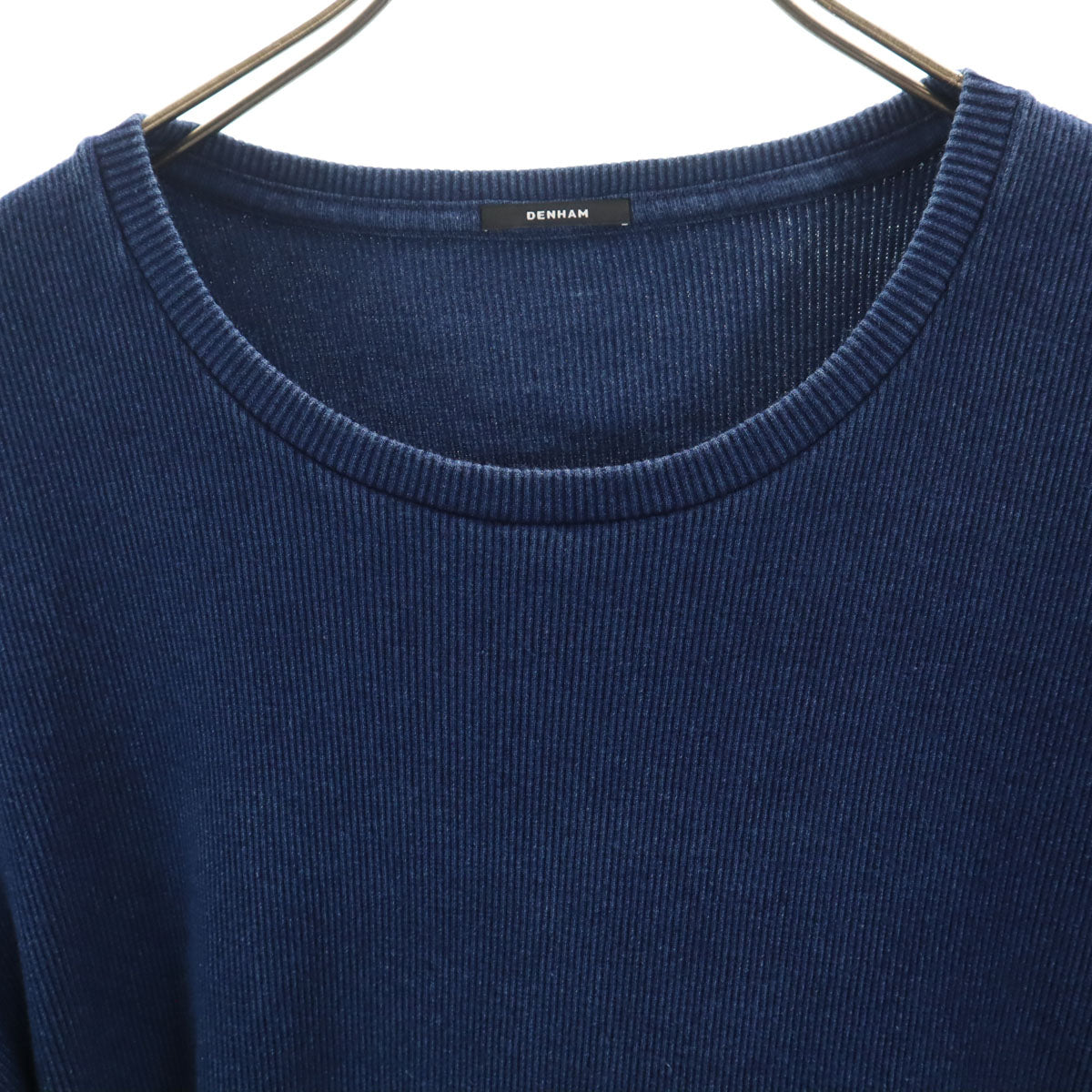 DENHAM デンハム 半袖 インディゴ染め リブ Tシャツ S ネイビー メンズ