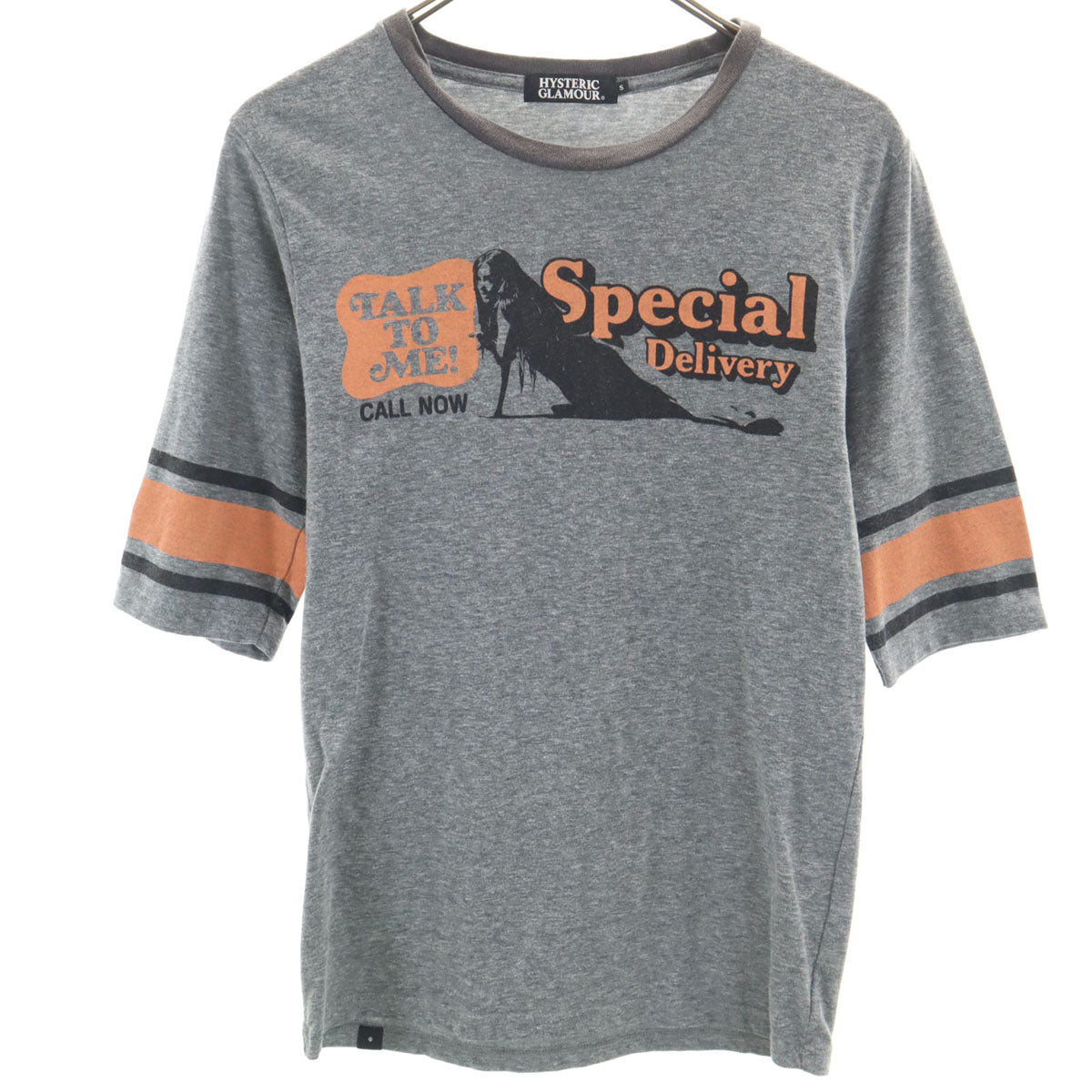 HYSTERIC GLAMOUR ヒステリックグラマー 日本製 5分袖 Tシャツ S グレー メンズ