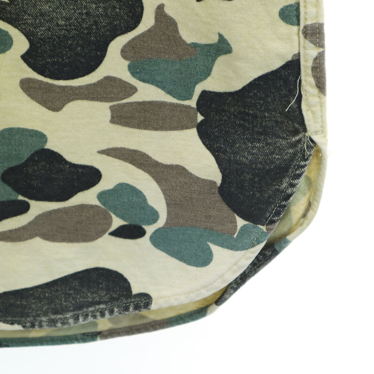 L.L.Bean エルエルビーン 80s ヴィンテージ USA製 モアシャツ ダックハンターカモ柄 長袖 コットンシャツ 171/2 グリーン メンズ