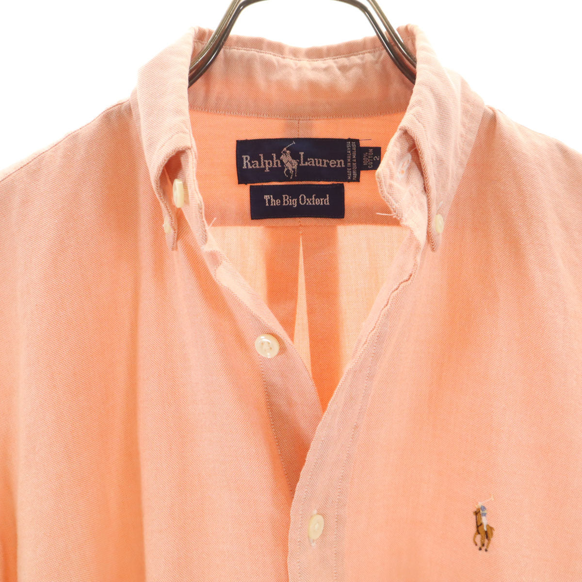 RALPH LAUREN ラルフローレン 長袖 ボタンダウンシャツ 2 サーモンピンク オックスフォード メンズ