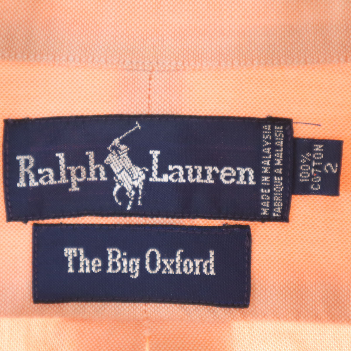 RALPH LAUREN ラルフローレン 長袖 ボタンダウンシャツ 2 サーモンピンク オックスフォード メンズ