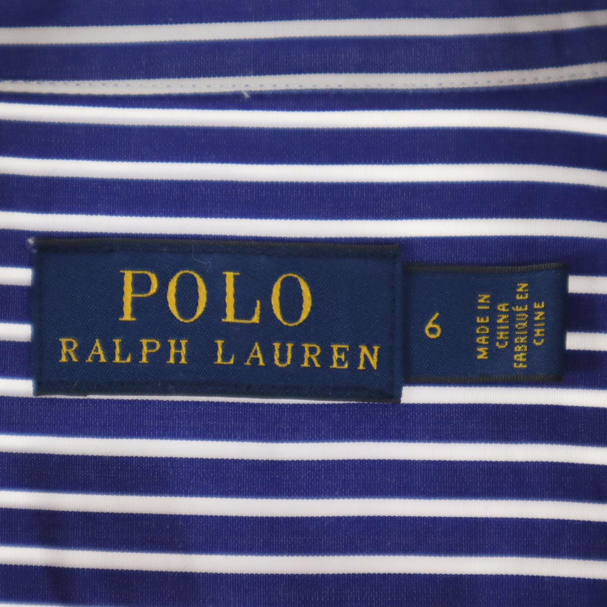美品 POLO RALPH LAUREN ポロラルフローレン ストライプ柄 長袖 シャツワンピース 6 ブルー レディース