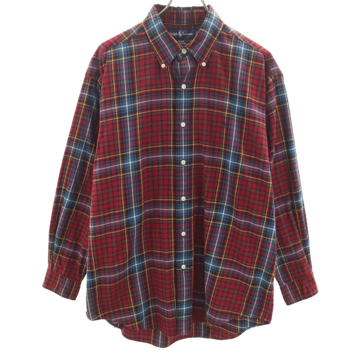 RALPH LAUREN ラルフローレン チェック柄 長袖 ボタンダウンシャツ L レッド メンズ