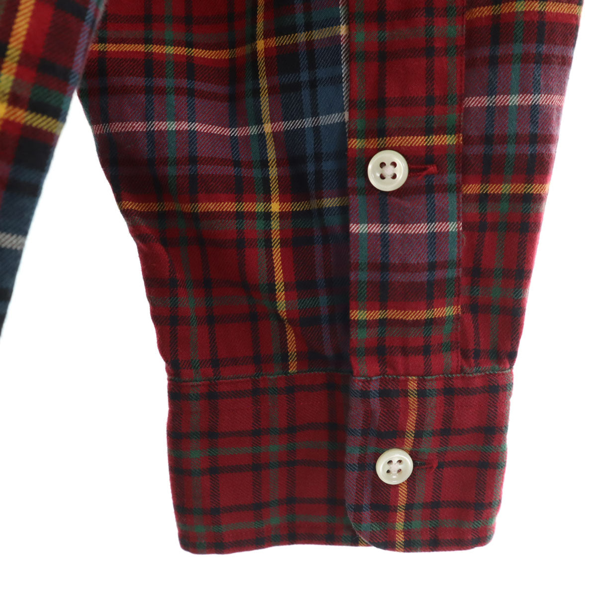 RALPH LAUREN ラルフローレン チェック柄 長袖 ボタンダウンシャツ L レッド メンズ