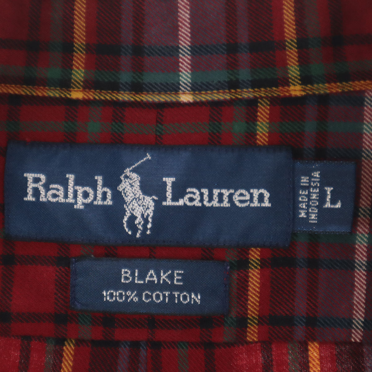 RALPH LAUREN ラルフローレン チェック柄 長袖 ボタンダウンシャツ L レッド メンズ