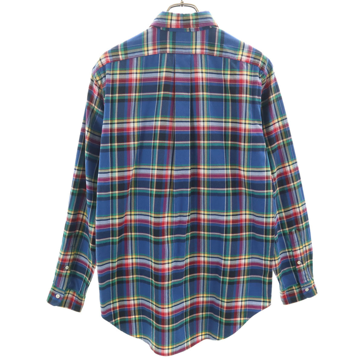 美品 RALPH LAUREN ラルフローレン チェック柄 長袖 ボタンダウンシャツ M ブルー メンズ