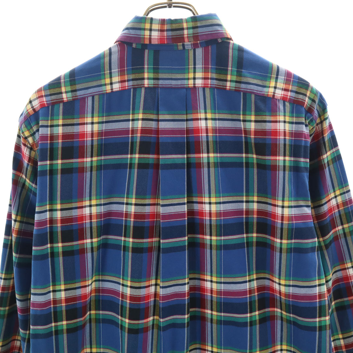 美品 RALPH LAUREN ラルフローレン チェック柄 長袖 ボタンダウンシャツ M ブルー メンズ