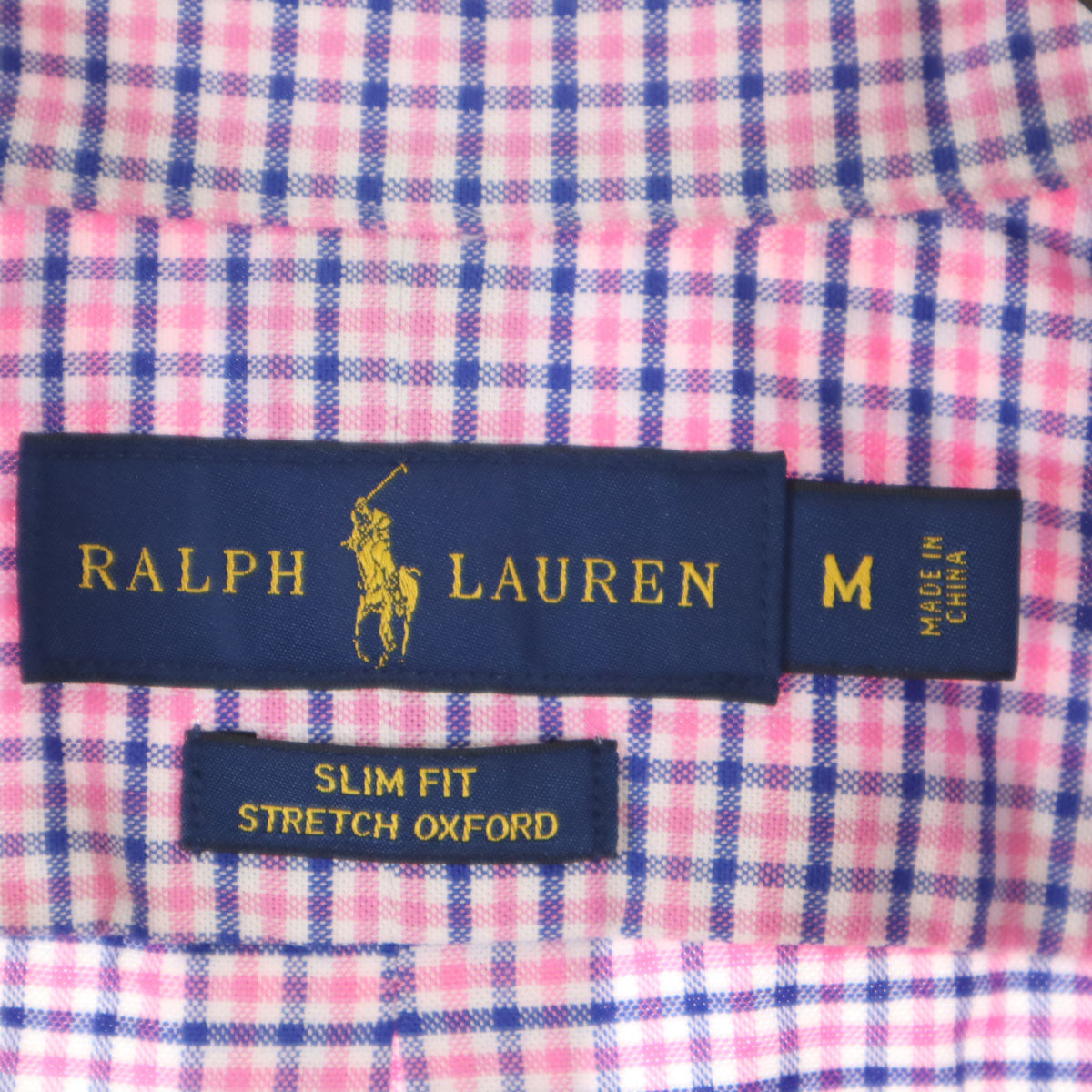 RALPH LAUREN ラルフローレン チェック柄 長袖 オックスフォード ボタンダウンシャツ M ピンク メンズ