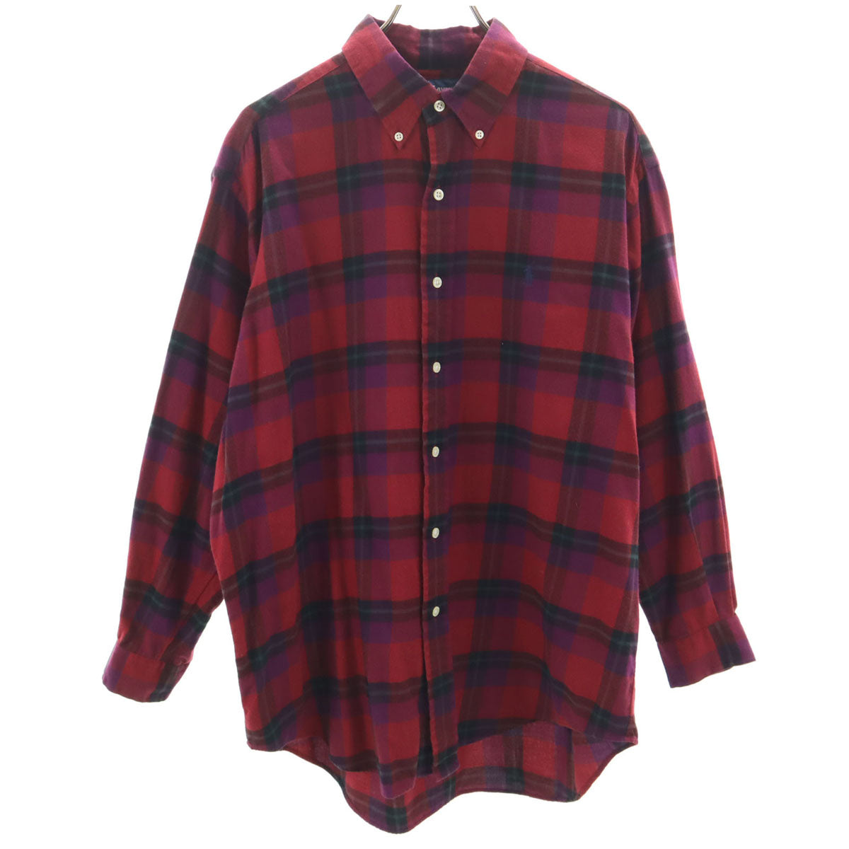 RALPH LAUREN ラルフローレン チェック柄 長袖 ボタンダウンシャツ L レッド メンズ