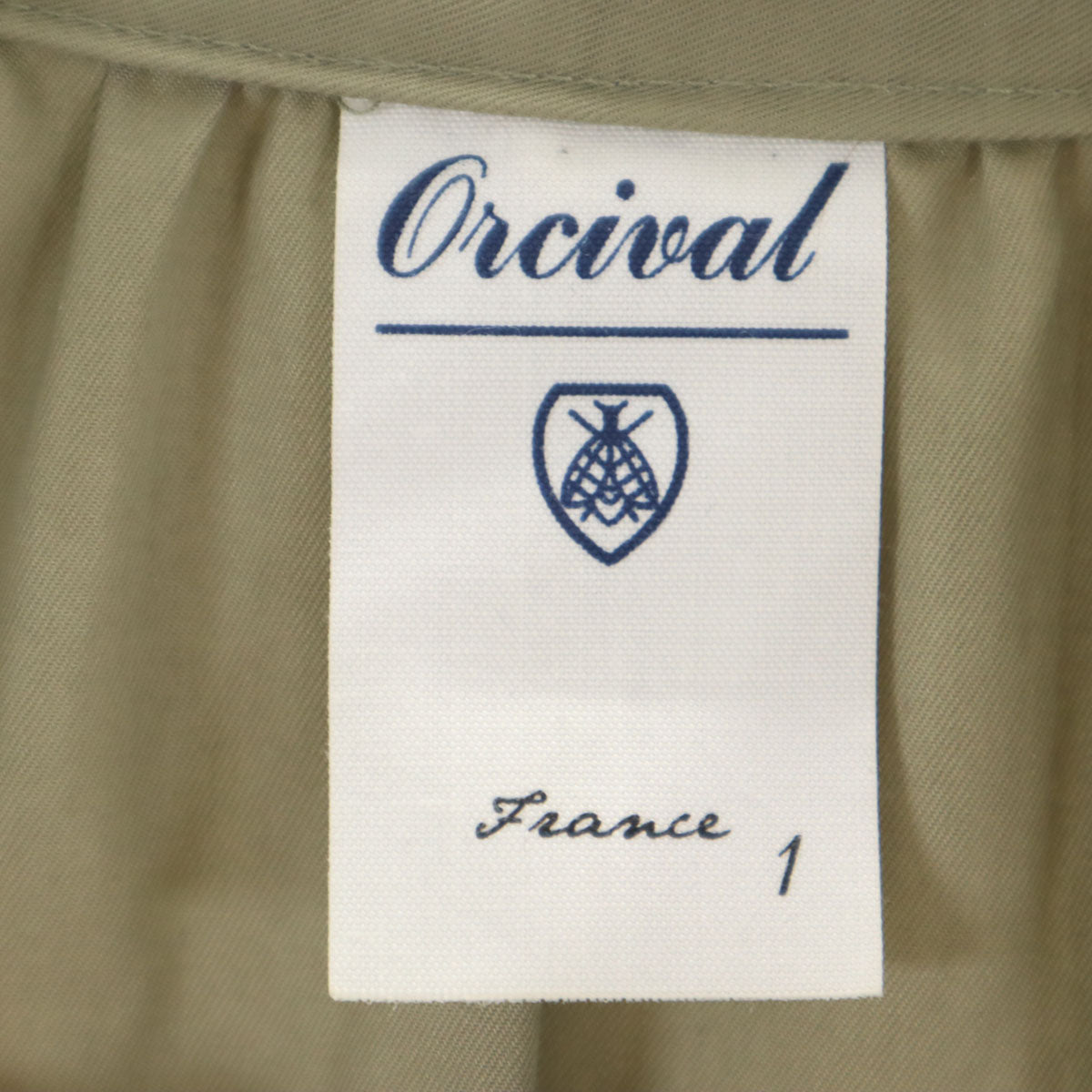 美品 ORCIVAL オーシバル 長袖 バンドカラー チュニック 1 カーキベージュ シャツ レディース