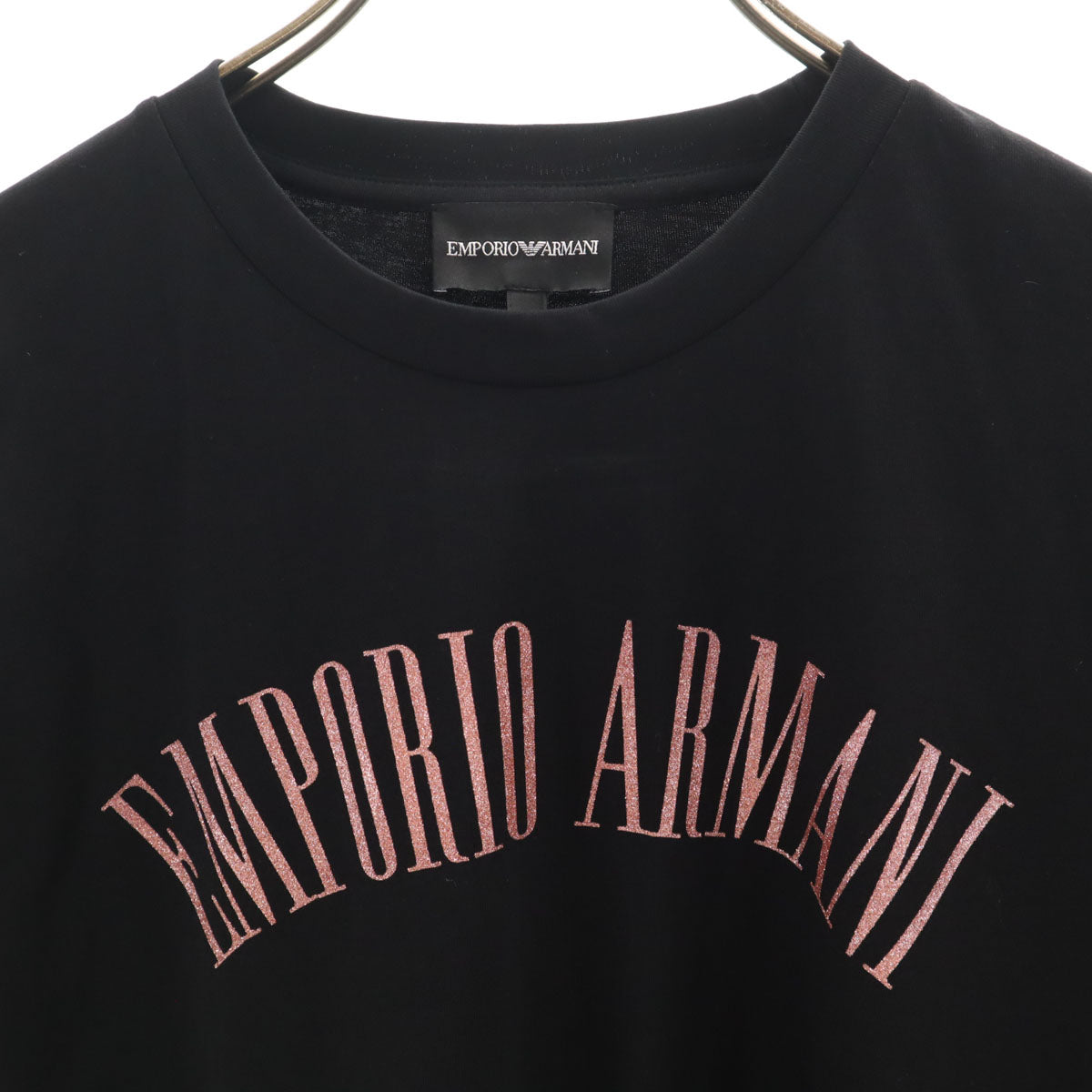 美品 Emporio Armani エンポリオアルマーニ ポルトガル製 半袖 Tシャツ S ブラック レディース