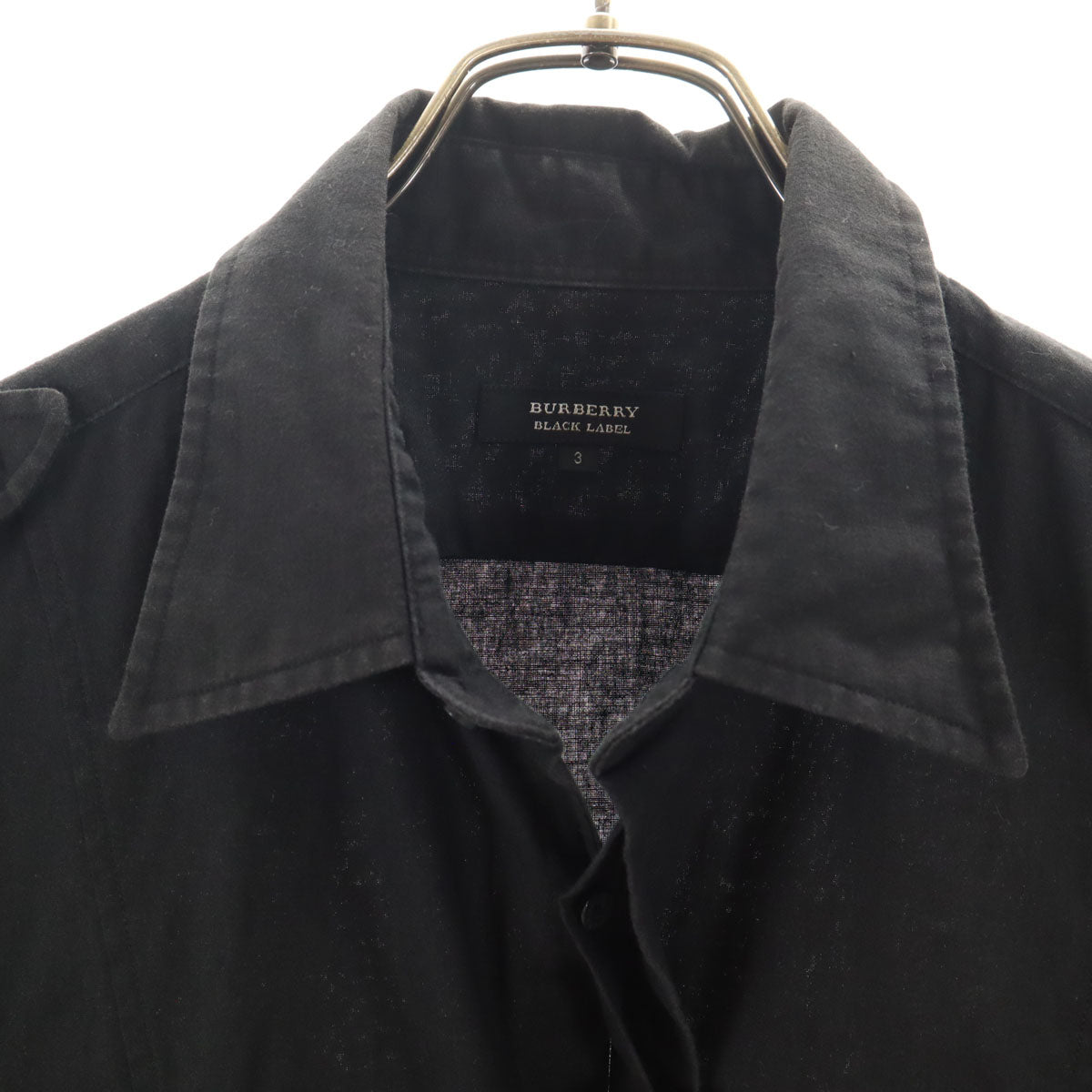 BURBERRY BLACK LABEL バーバリーブラックレーベル 半袖 ミリタリーシャツ 3 ブラック 三陽商会 メンズ