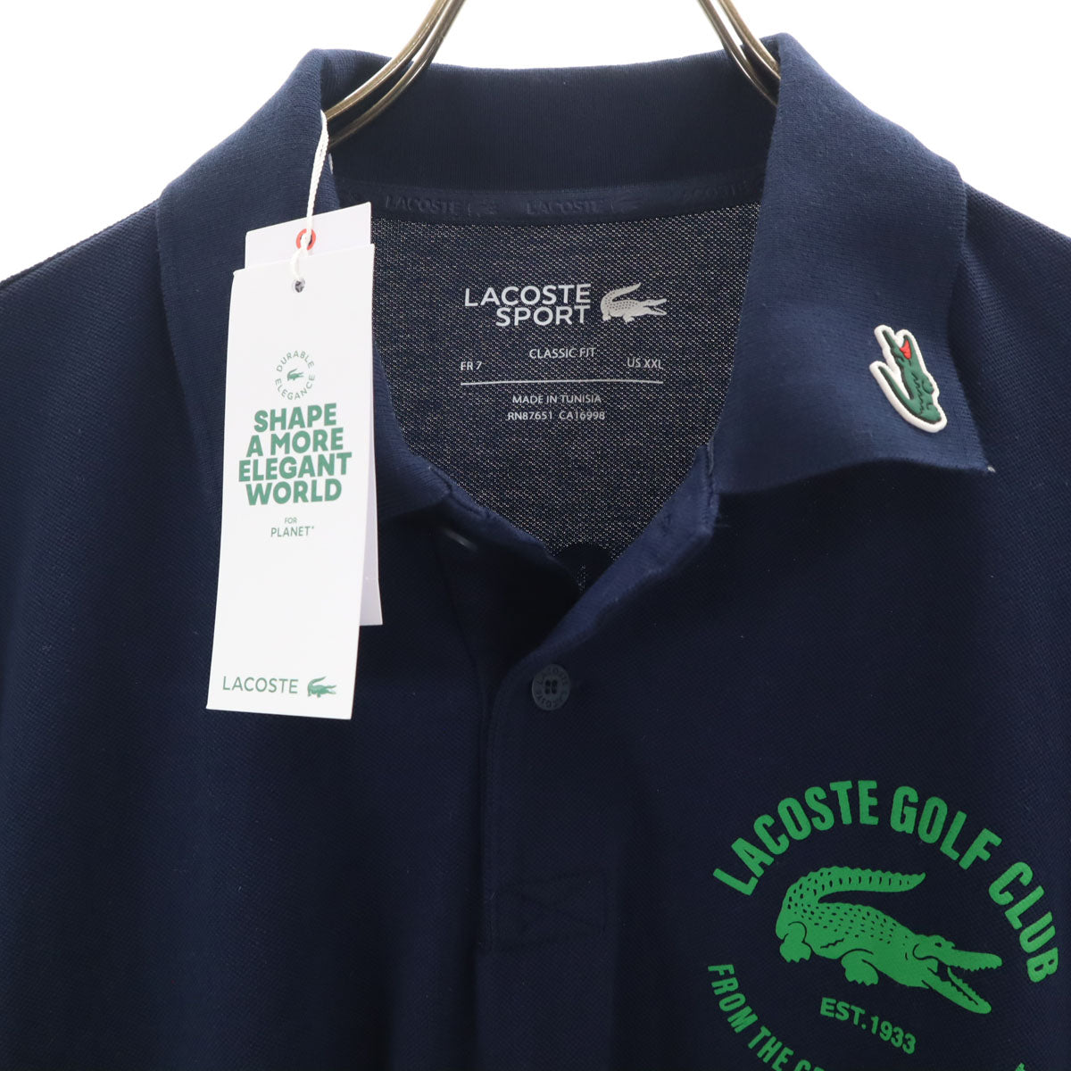 未使用 LACOSTE SPORT ラコステスポーツ バックロゴ 長袖 ポロシャツ XXL ネイビー メンズ