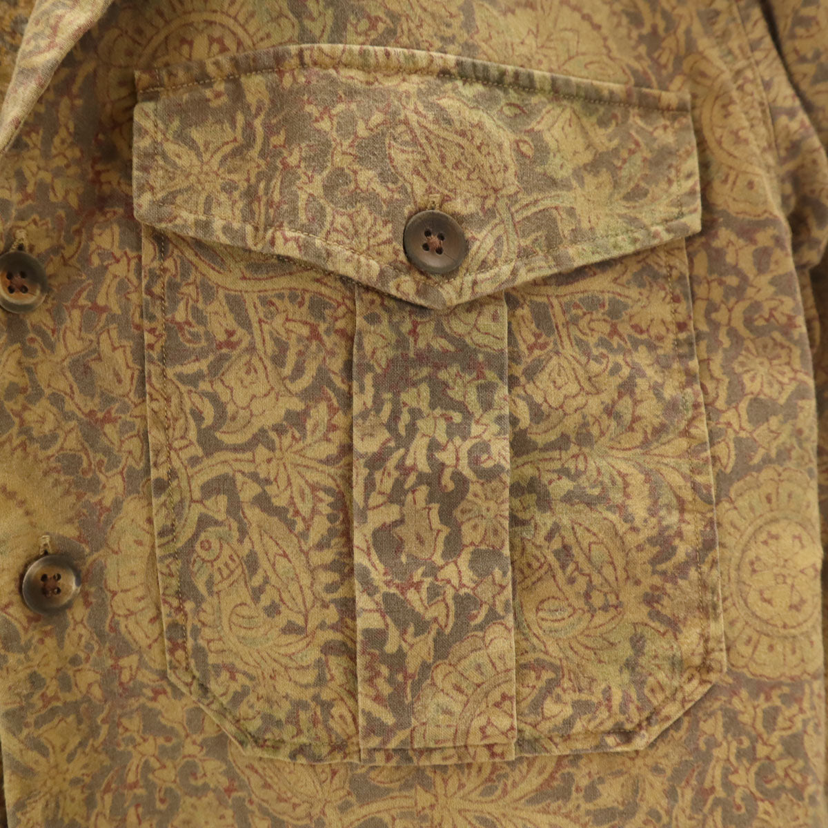 RALPH LAUREN ラルフローレン 花柄 長袖 ミリタリーシャツ 9 ベージュ レディース