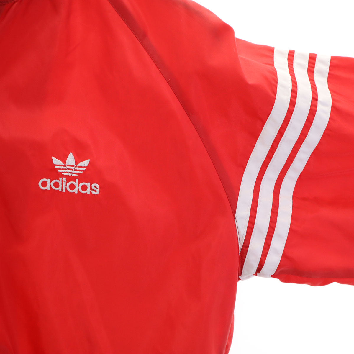 adidas アディダス 70s ヴィンテージ デサント製 トレフォイルロゴ刺繍 ナイロンジャケット M 赤 メンズ