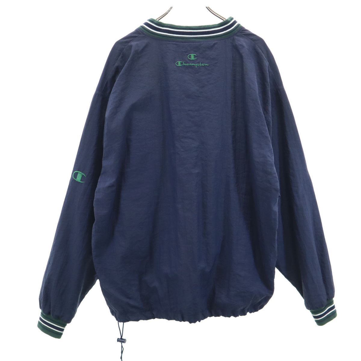 Champion チャンピオン 90s オールド 長袖 Vネック ナイロンジャケット L ネイビー プルオーバー メンズ
