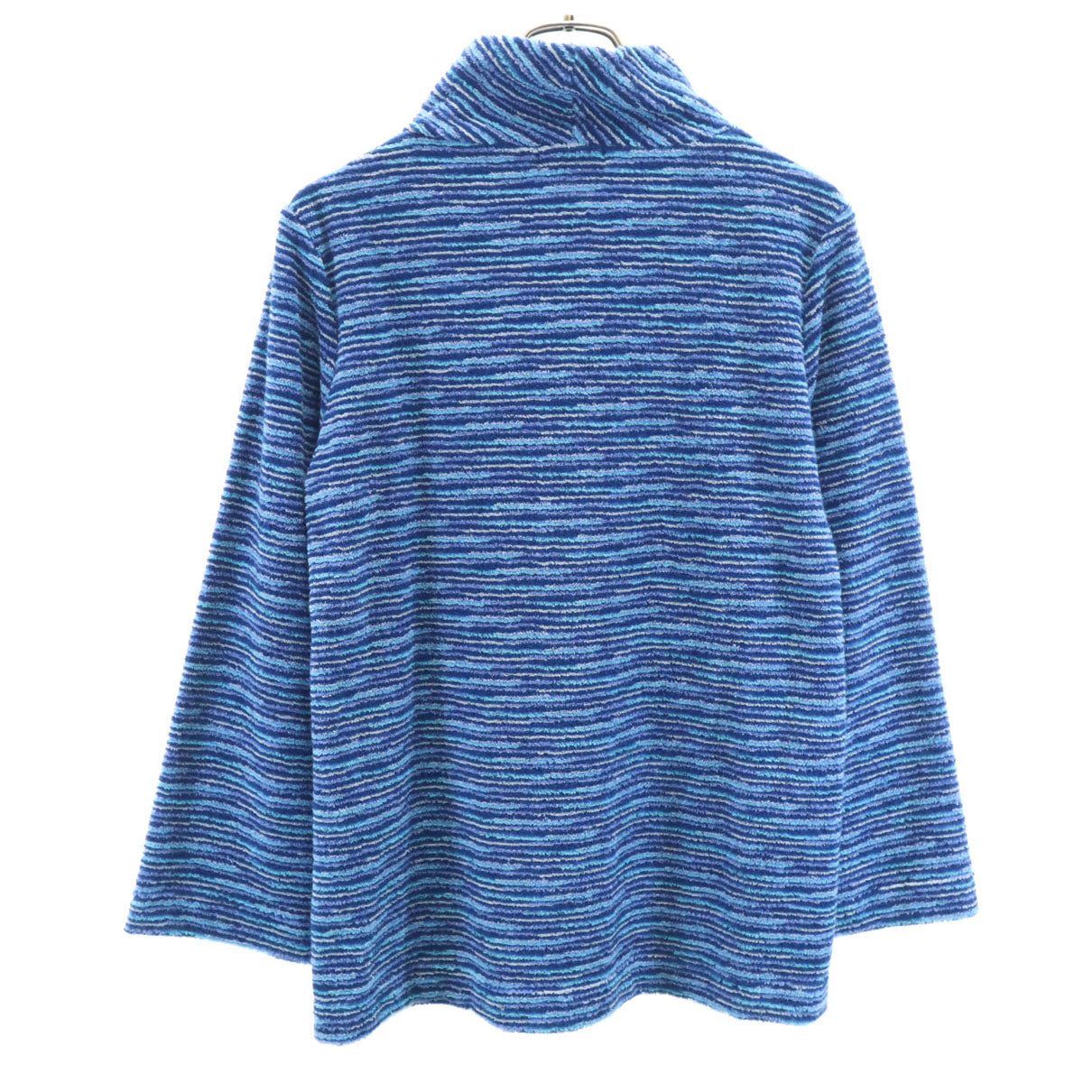 Missoni ミッソーニ 90s 日本製 オールド ボーダー柄 長袖 ハイネック パイル地 セーター L ブルー系 INTIMO レディース