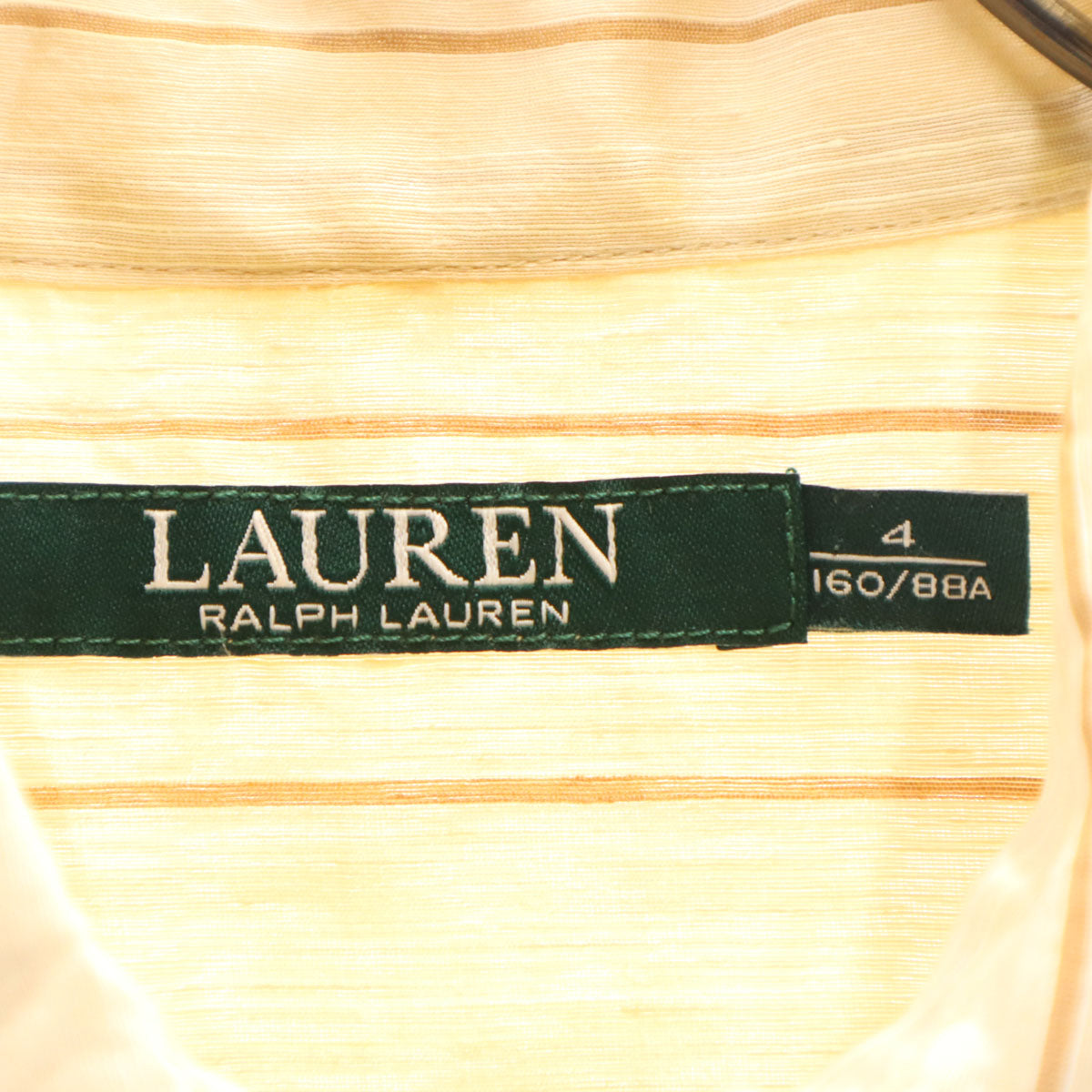 LAUREN RALPH LAUREN ローレンラルフローレン リネンブレンド ストライプ柄 長袖 シャツワンピース 4 ベージュ系 レディース