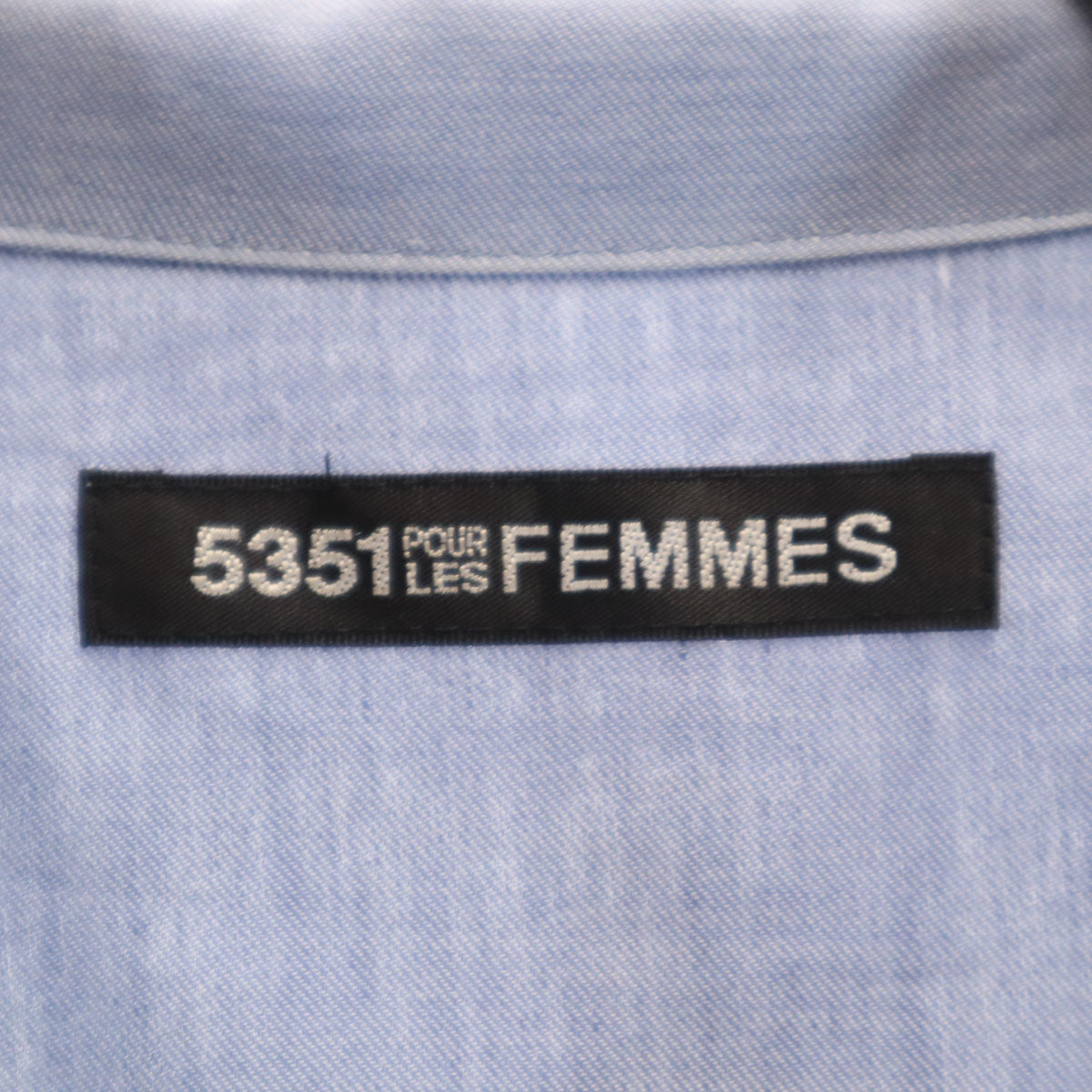 5351 POUR LES HOMMES ゴーサンゴーイチプールオム 日本製 長袖 ミニ シャツワンピース ネイビー系 レディース