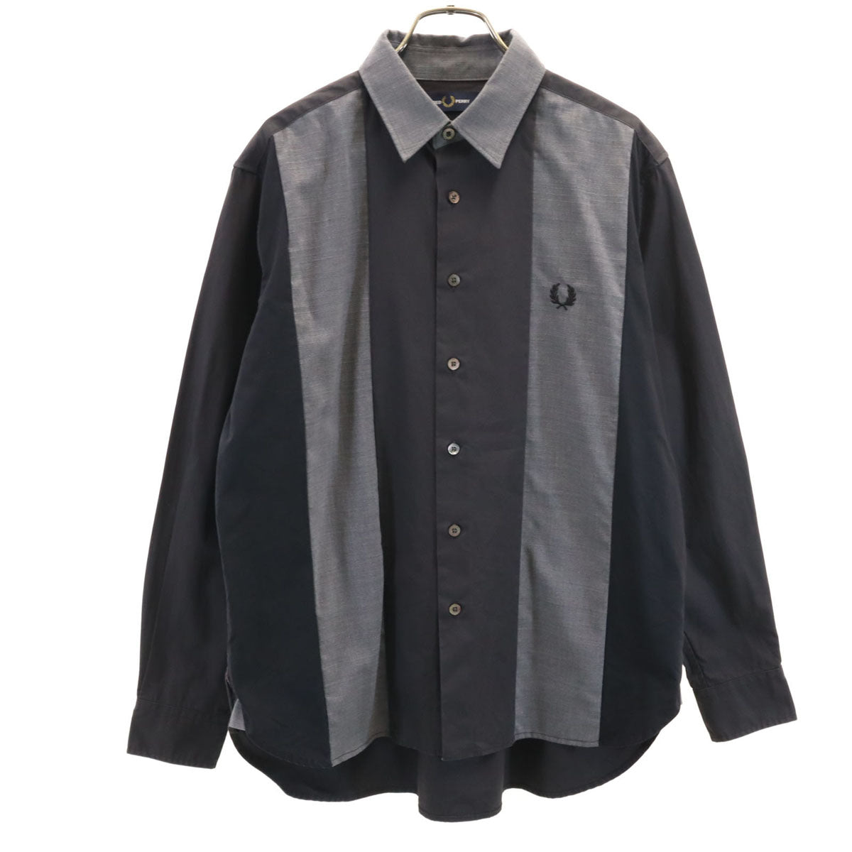 FRED PERRY フレッドペリー バイカラー 長袖 シャツ S ブラック メンズ