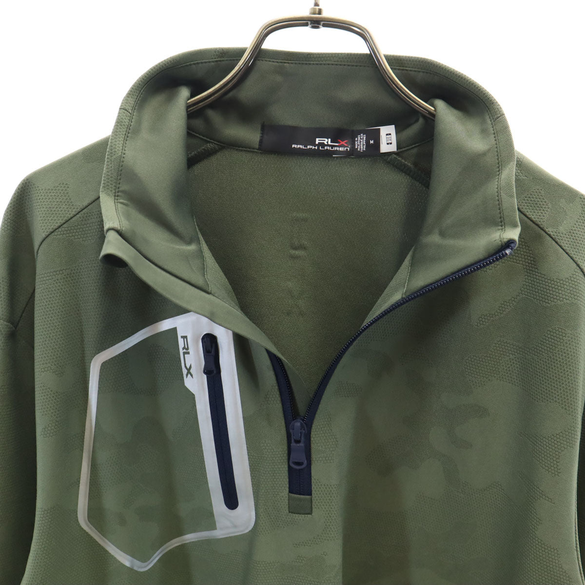 RLX RALPH LAUREN アールエルエックス ラルフローレン カモフラ柄 ゴルフ 長袖 ハーフジップ ウェア M オリーブ系 迷彩 メンズ