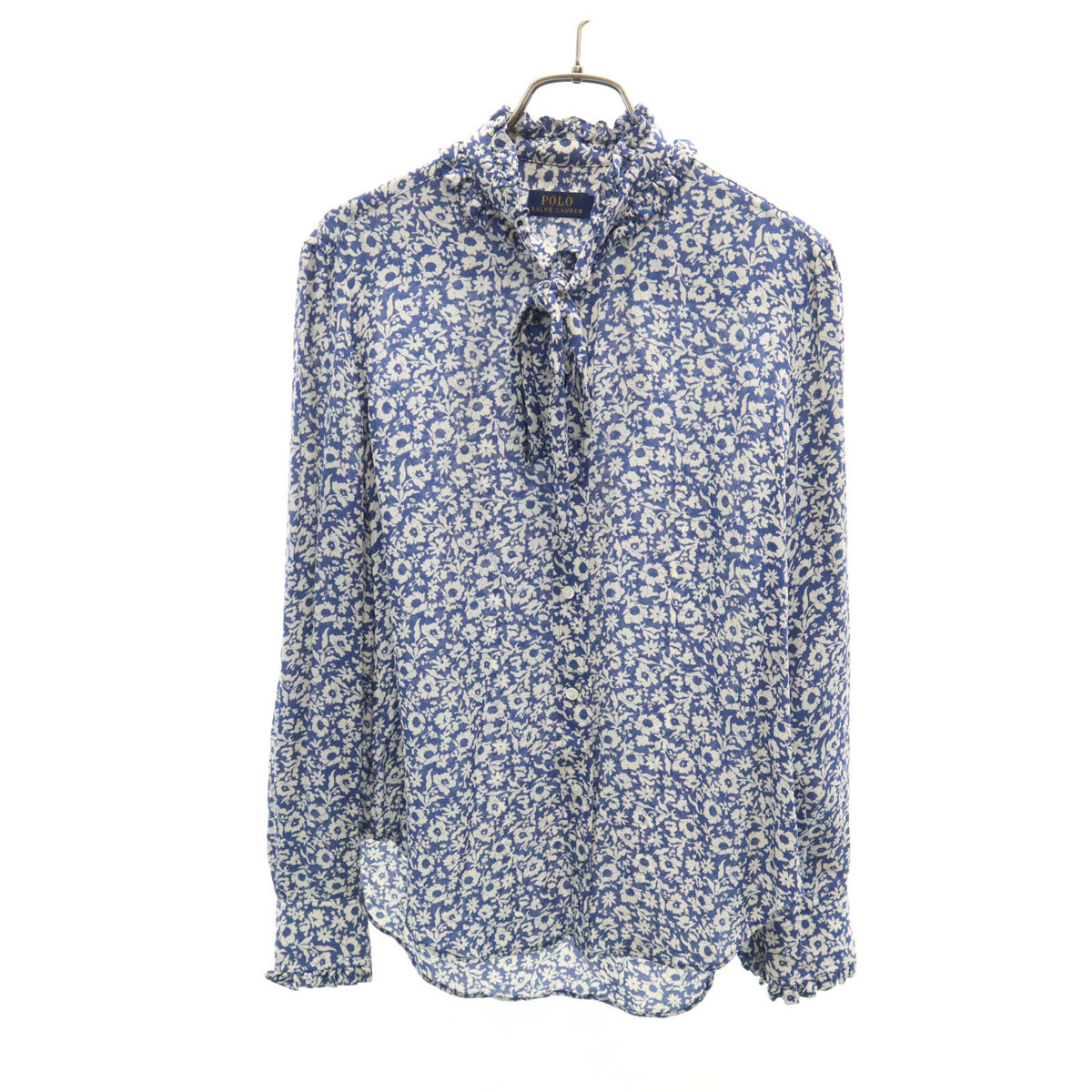 POLO RALPH LAUREN ポロラルフローレン シルク 花柄 長袖 ブラウス 2 ブルー系 シャツ レディース