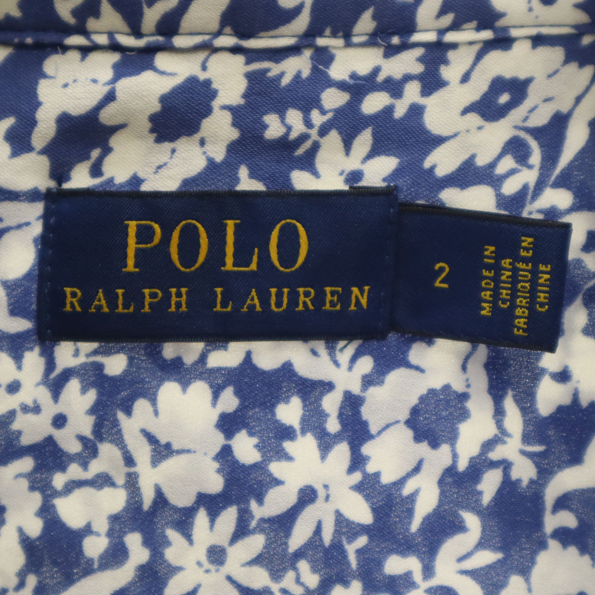 POLO RALPH LAUREN ポロラルフローレン シルク 花柄 長袖 ブラウス 2 ブルー系 シャツ レディース