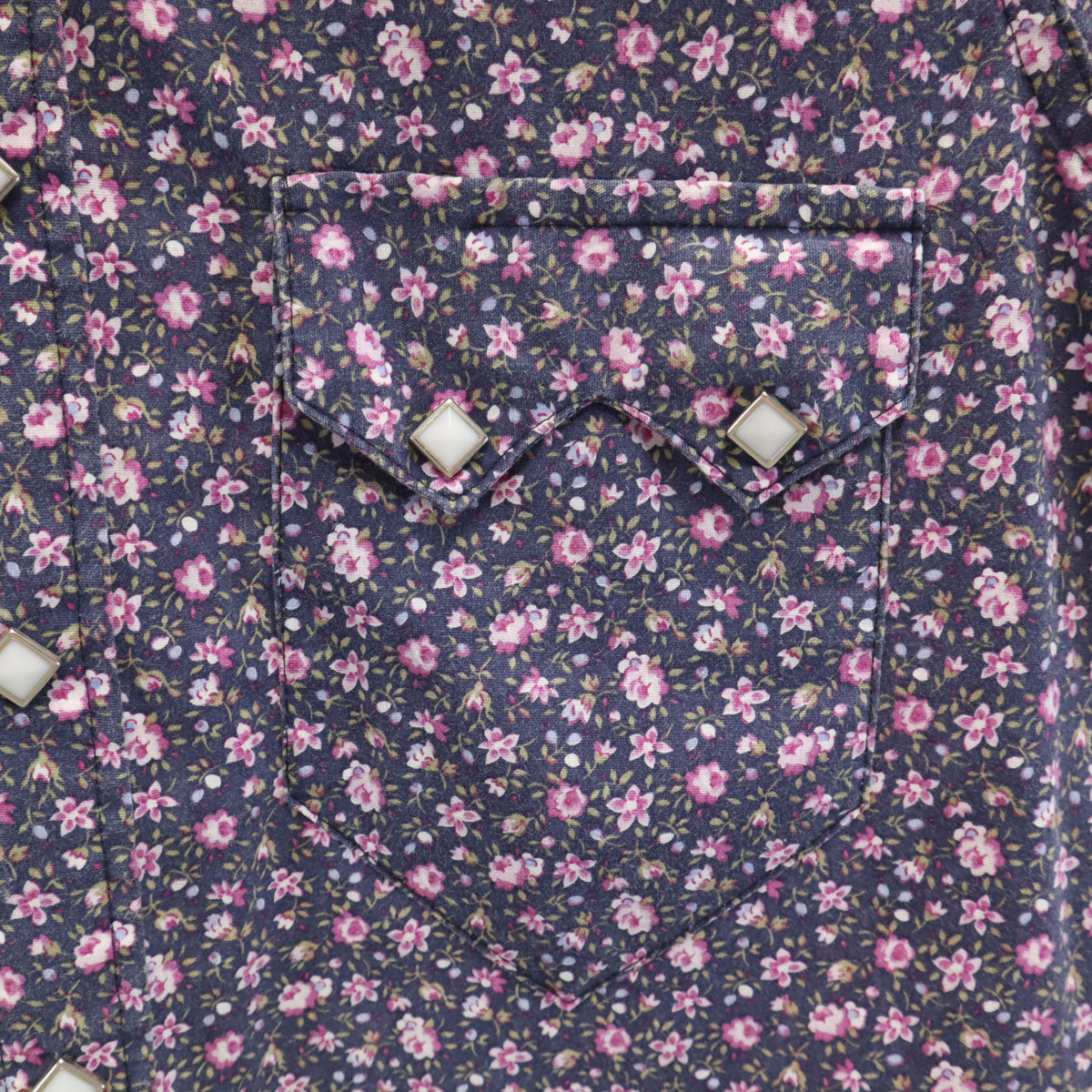 RockMount ロックマウント 70s USA製 ヴィンテージ 花柄 半袖 ウエスタンシャツ 14 1/2-32 ネイビー メンズ