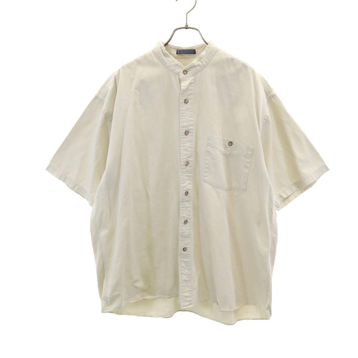 VAN HEUSEN ヴァンヒューゼン 80s ヴィンテージ 半袖 バンドカラーシャツ L ベージュ メンズ
