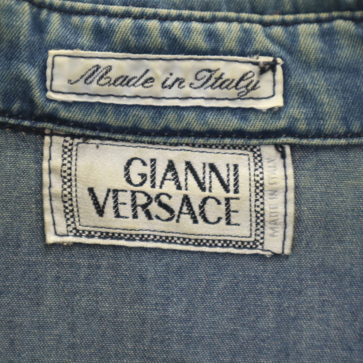 Gianni Versace ジャンニヴェルサーチ イタリア製 長袖 シャンブレーシャツ 50 インディゴブルー デニム メンズ