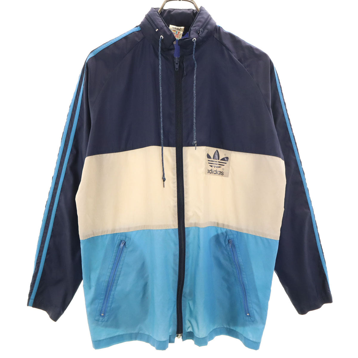 adidas アディダス 80s ヴィンテージ ナイロンジャケット 44 ネイビー レディース