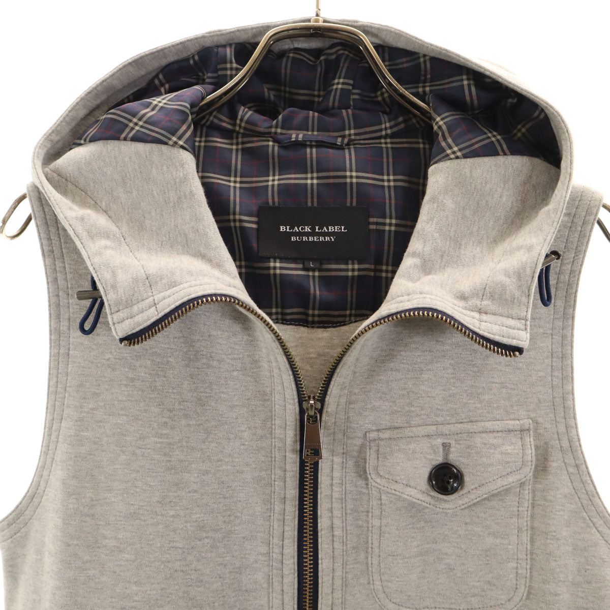 BURBERRY BLACK LABEL バーバリーブラックレーベル フルジップ ベスト L グレー 三陽商会 レディース