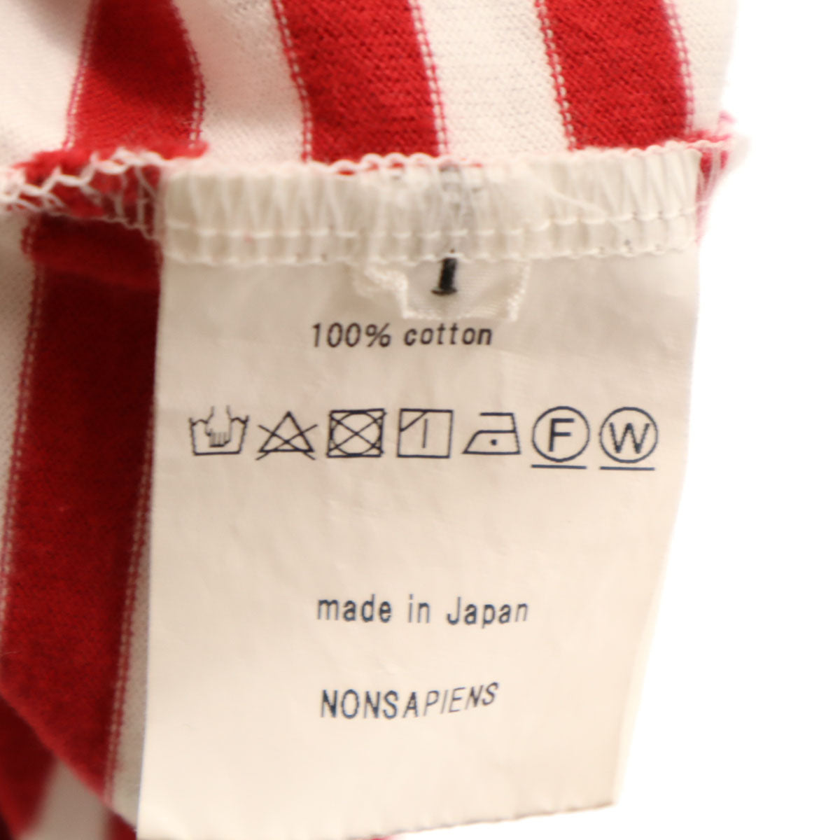 NONSAPIENS ノンサピエンス 日本製 ボーダー柄 長袖 Tシャツ 1 レッド系 ロンT メンズ