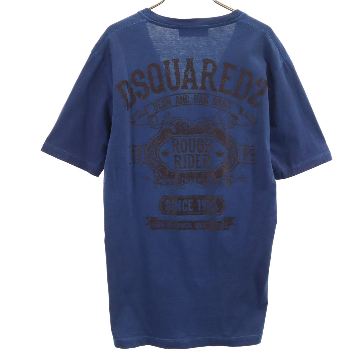 DSQUARED2 ディースクエアード イタリア製 バックプリント 半袖 Vネック Tシャツ M ネイビー メンズ