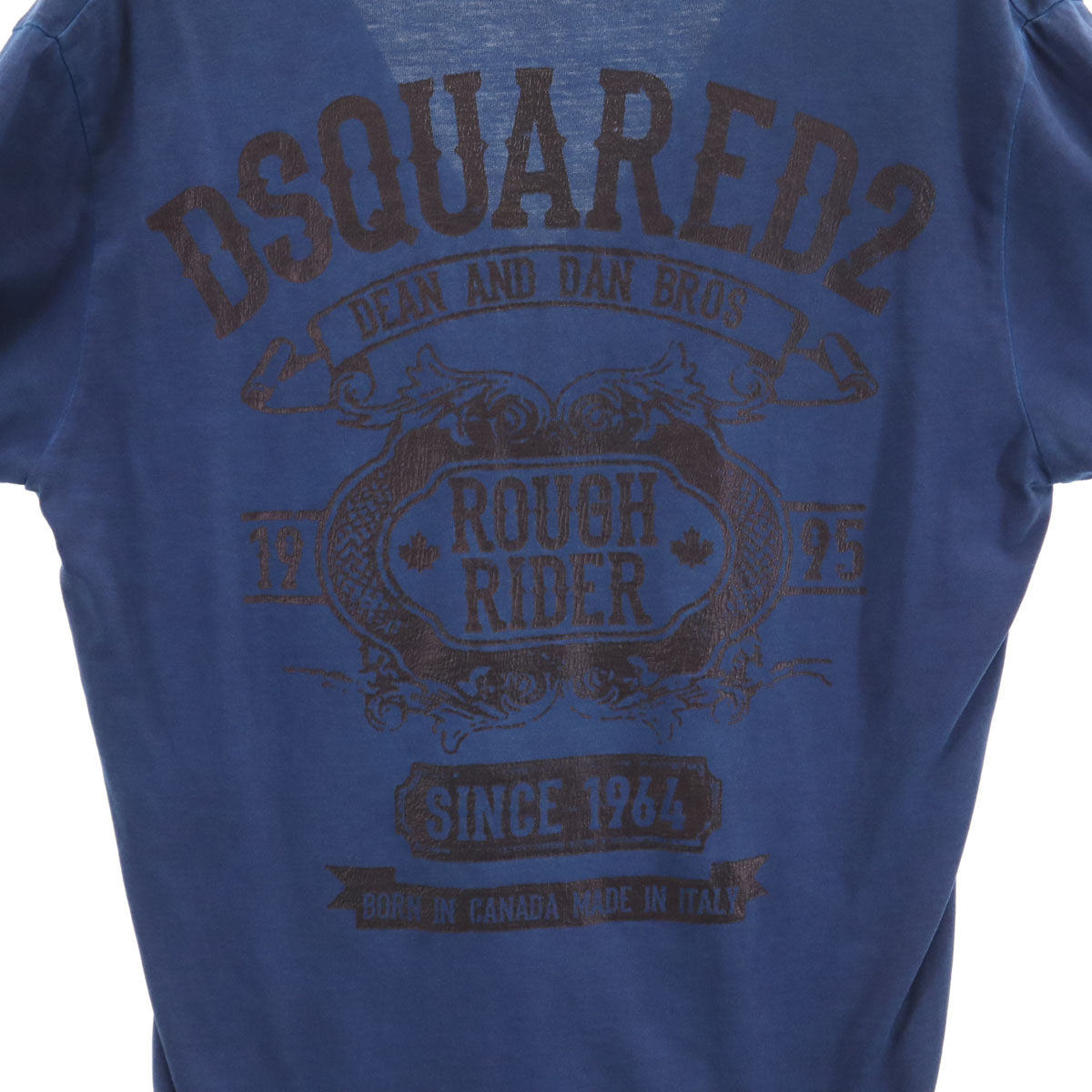 DSQUARED2 ディースクエアード イタリア製 バックプリント 半袖 Vネック Tシャツ M ネイビー メンズ