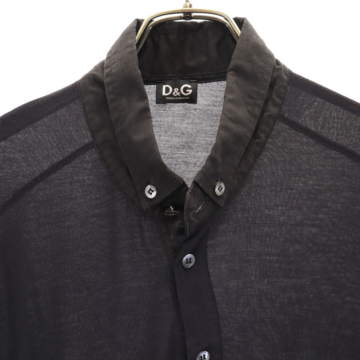 D&G DOLCE&GABBANA ディーアンドジー ドルチェアンドガッバーナ 半袖 ボタンダウン ポロシャツ M ブラック レディース