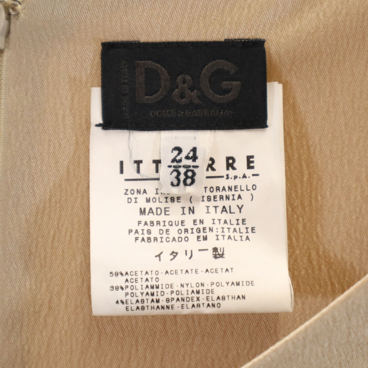 D&G DOLCE&GABBANA ディーアンドジー ドルチェアンドガッバーナ イタリア製 ノースリーブ ワンピース 24-38 ゴールド レディース