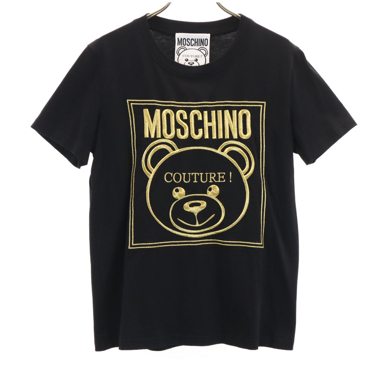 美品 MOSCHINO モスキーノ ポルトガル製 半袖 Tシャツ 42 ブラック レディース