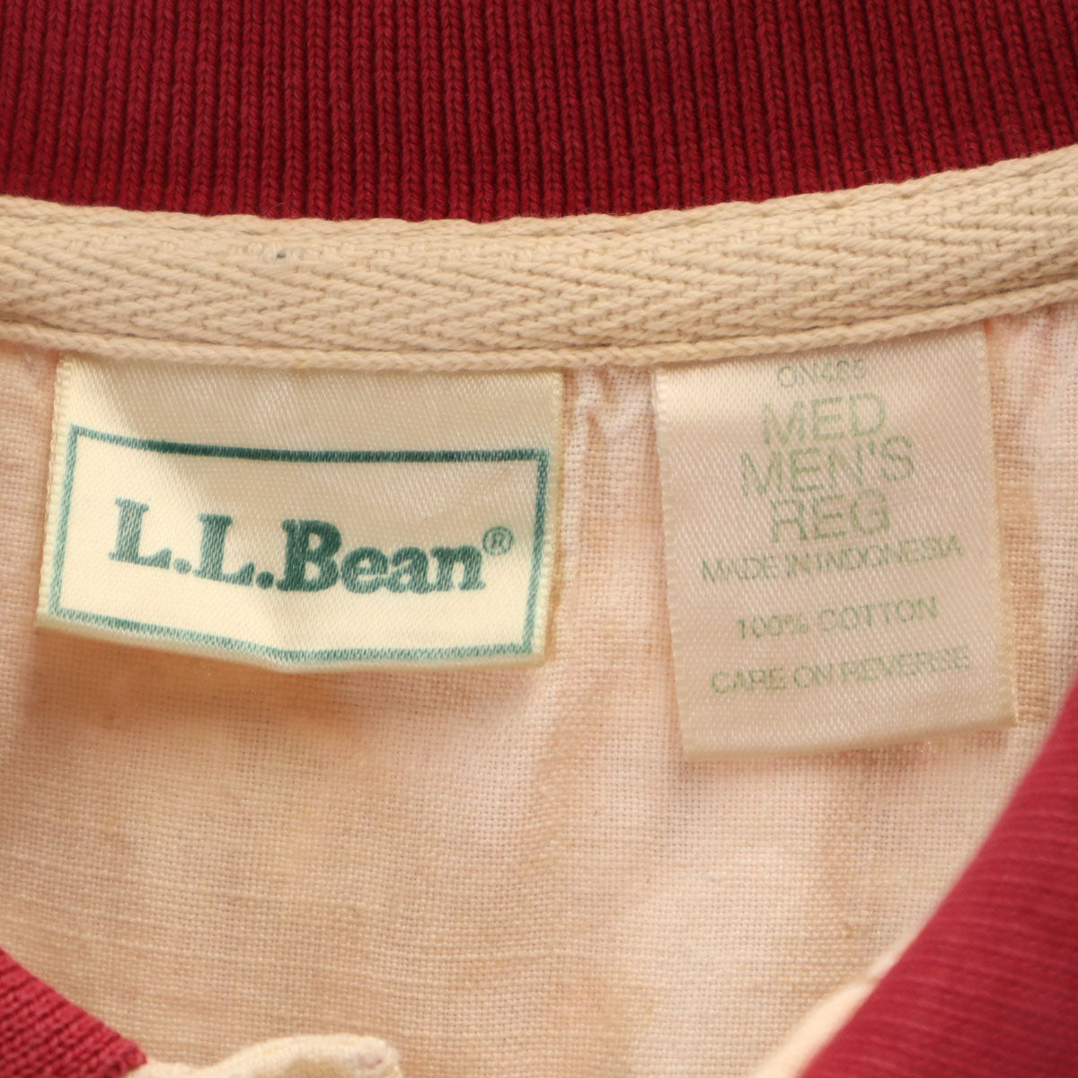 L.L.Bean エルエルビーン 80s 90s オールド 花柄 半袖 ポロシャツ M レッド 鹿の子 アウトドア メンズ