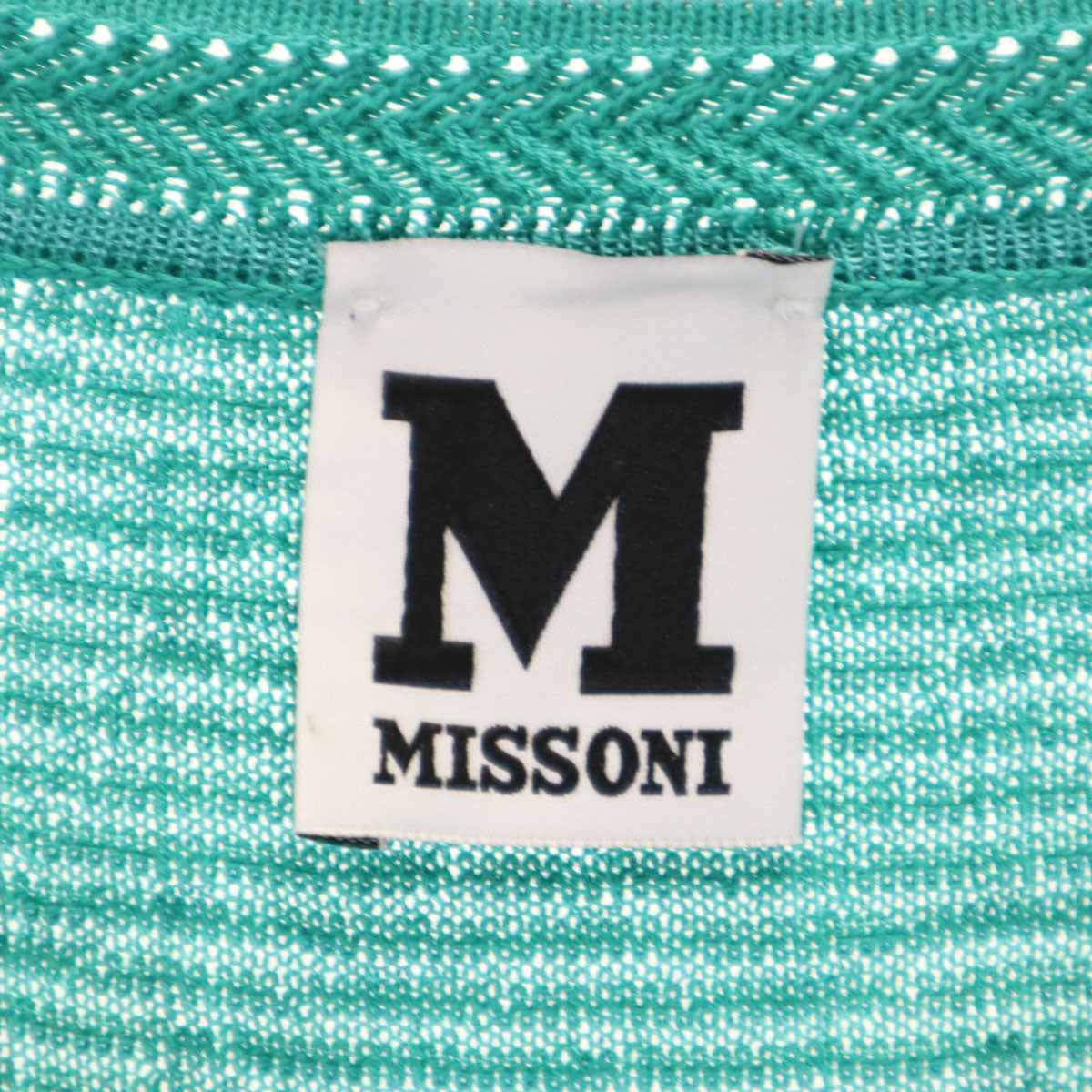 Missoni ミッソーニ 総柄 ノースリーブ ニット ワンピース 42 エメラルドグリーン レディース