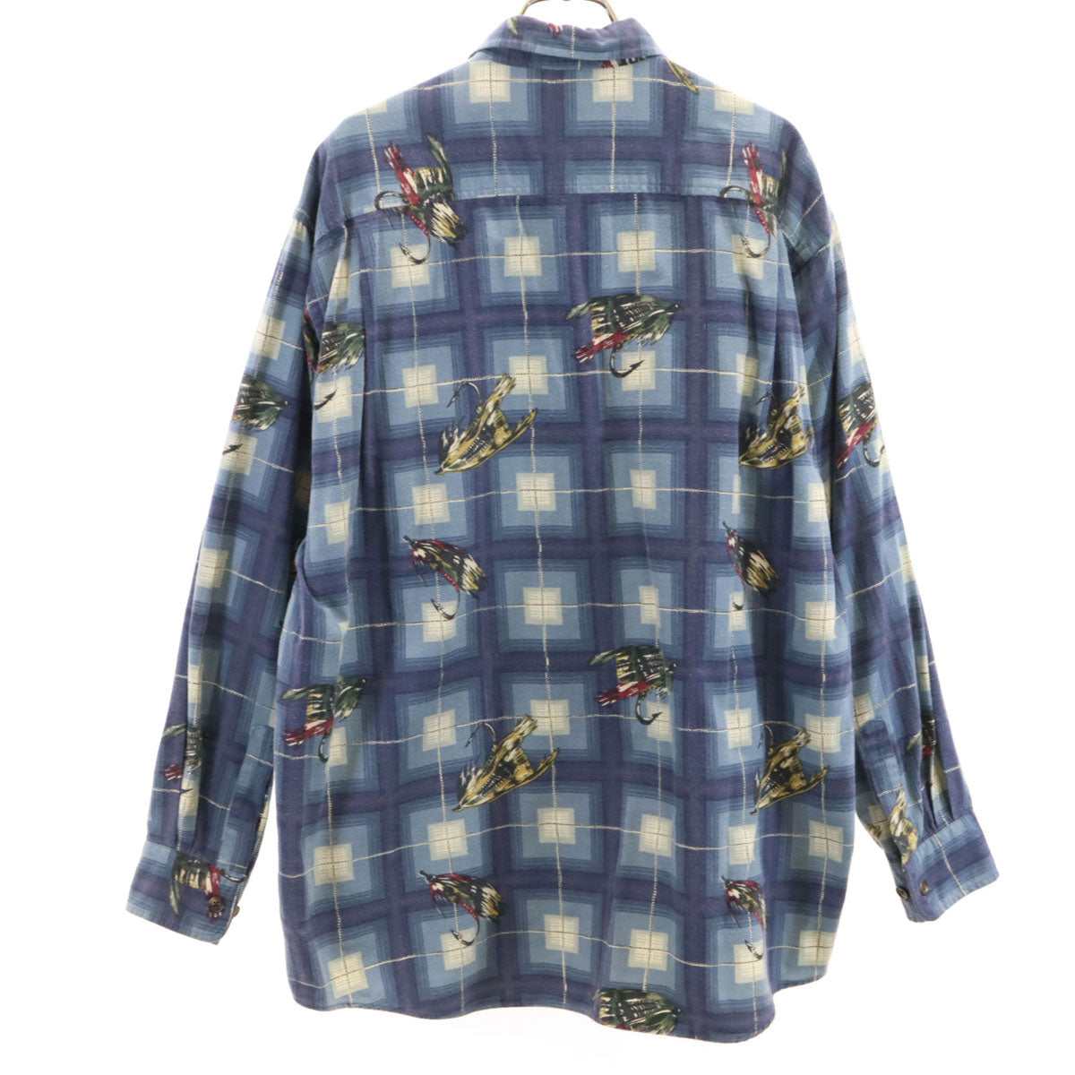CHAPS RALPH LAUREN チャップスラルフローレン 90s オールド ルアー柄 長袖 シャツ L ネイビー メンズ