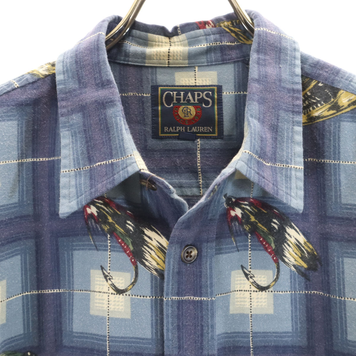 CHAPS RALPH LAUREN チャップスラルフローレン 90s オールド ルアー柄 長袖 シャツ L ネイビー メンズ