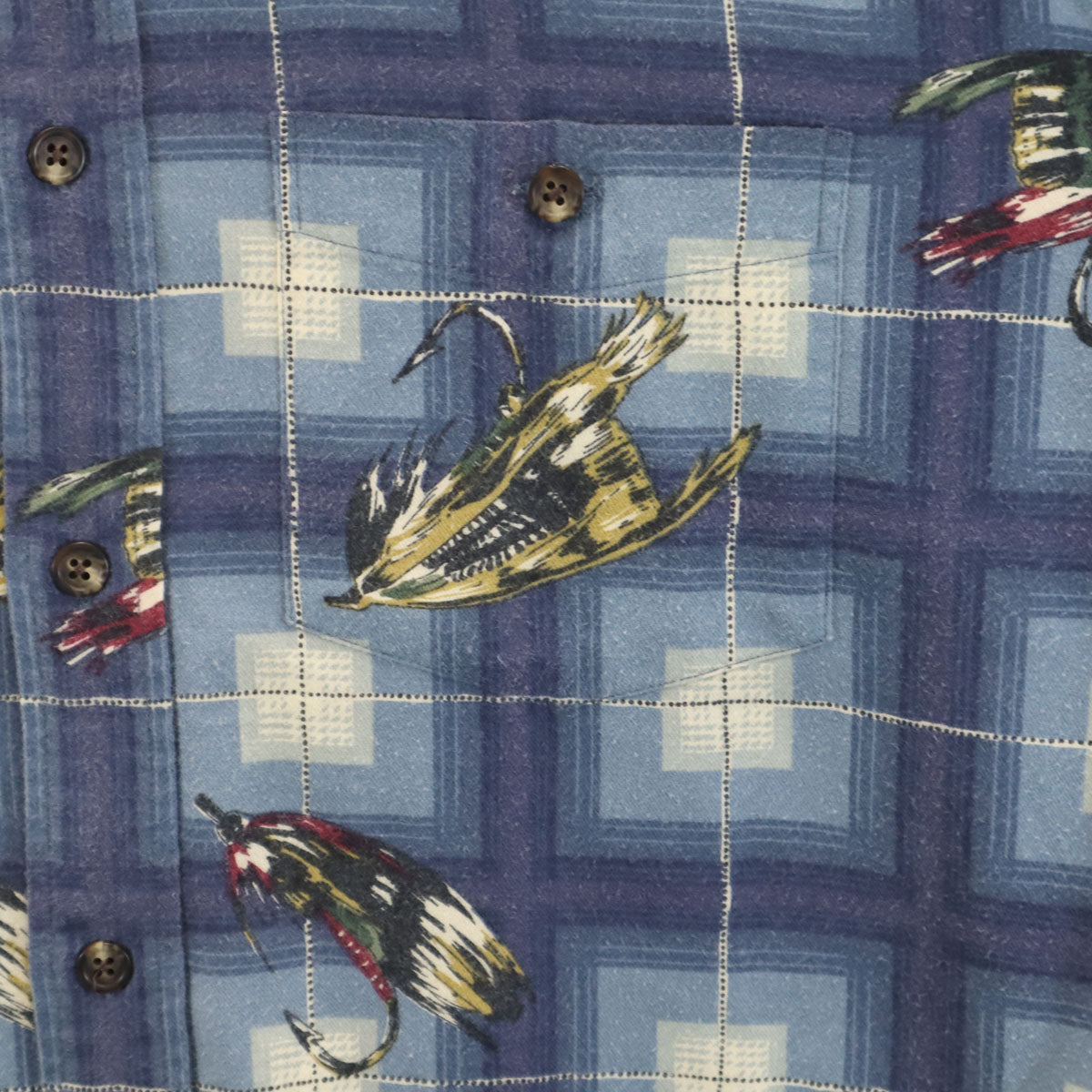 CHAPS RALPH LAUREN チャップスラルフローレン 90s オールド ルアー柄 長袖 シャツ L ネイビー メンズ