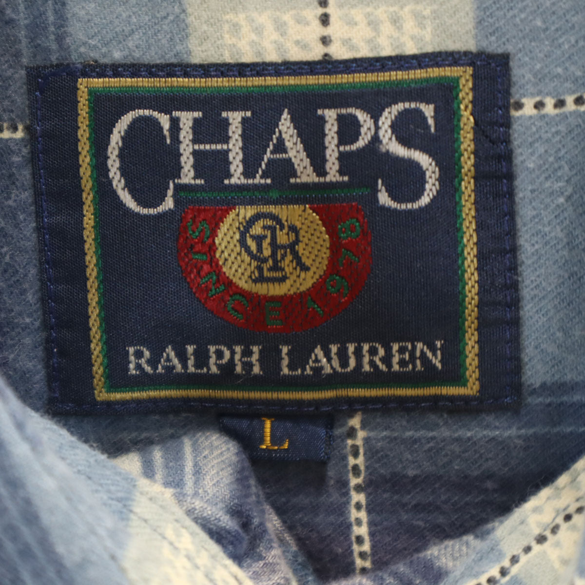 CHAPS RALPH LAUREN チャップスラルフローレン 90s オールド ルアー柄 長袖 シャツ L ネイビー メンズ